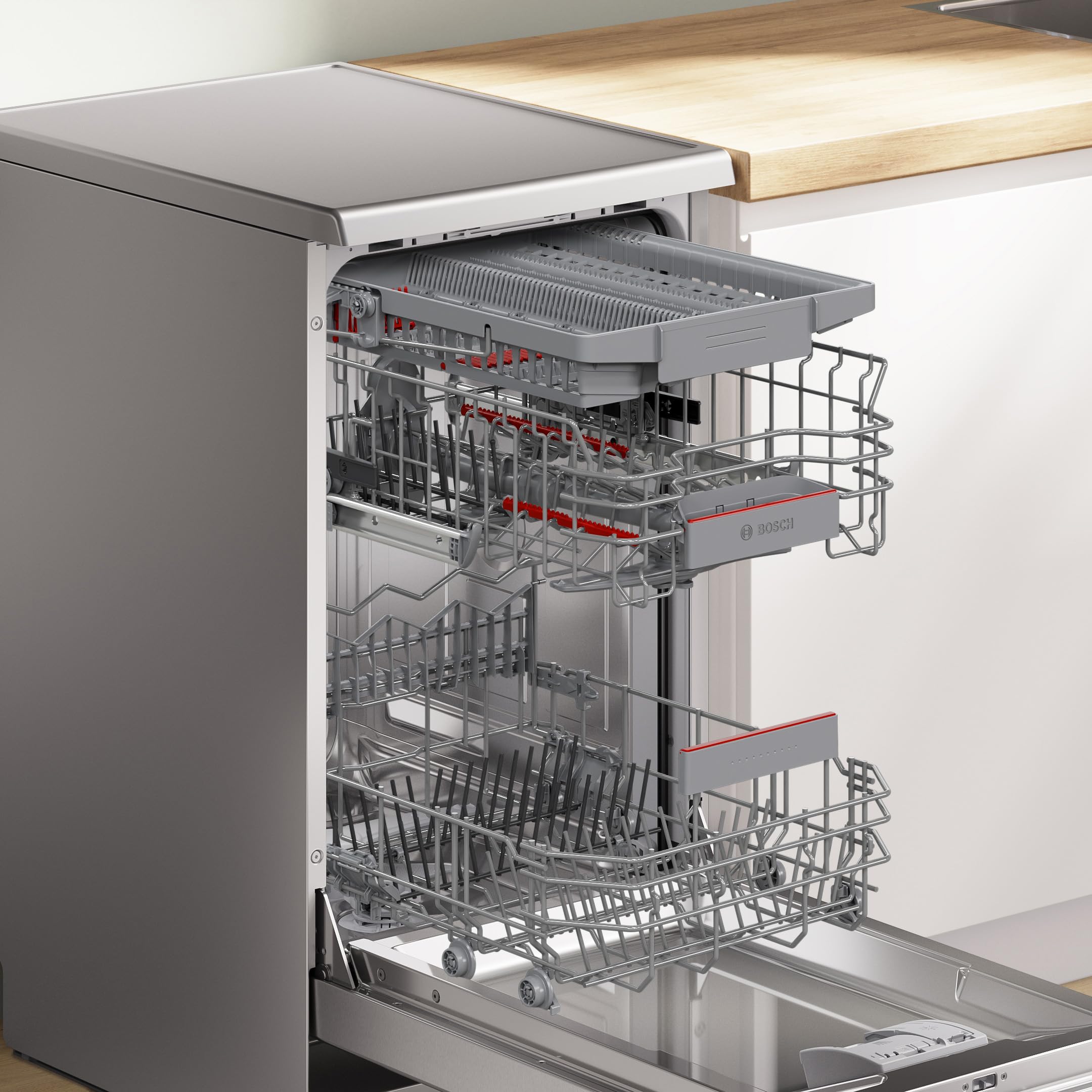 Bosch, Lavavajillas, Serie 4, 45 cm, 10 servicios, Inox, SPS4HMI13E | Formato compacto con secado extra y control desde la app Home Connect.