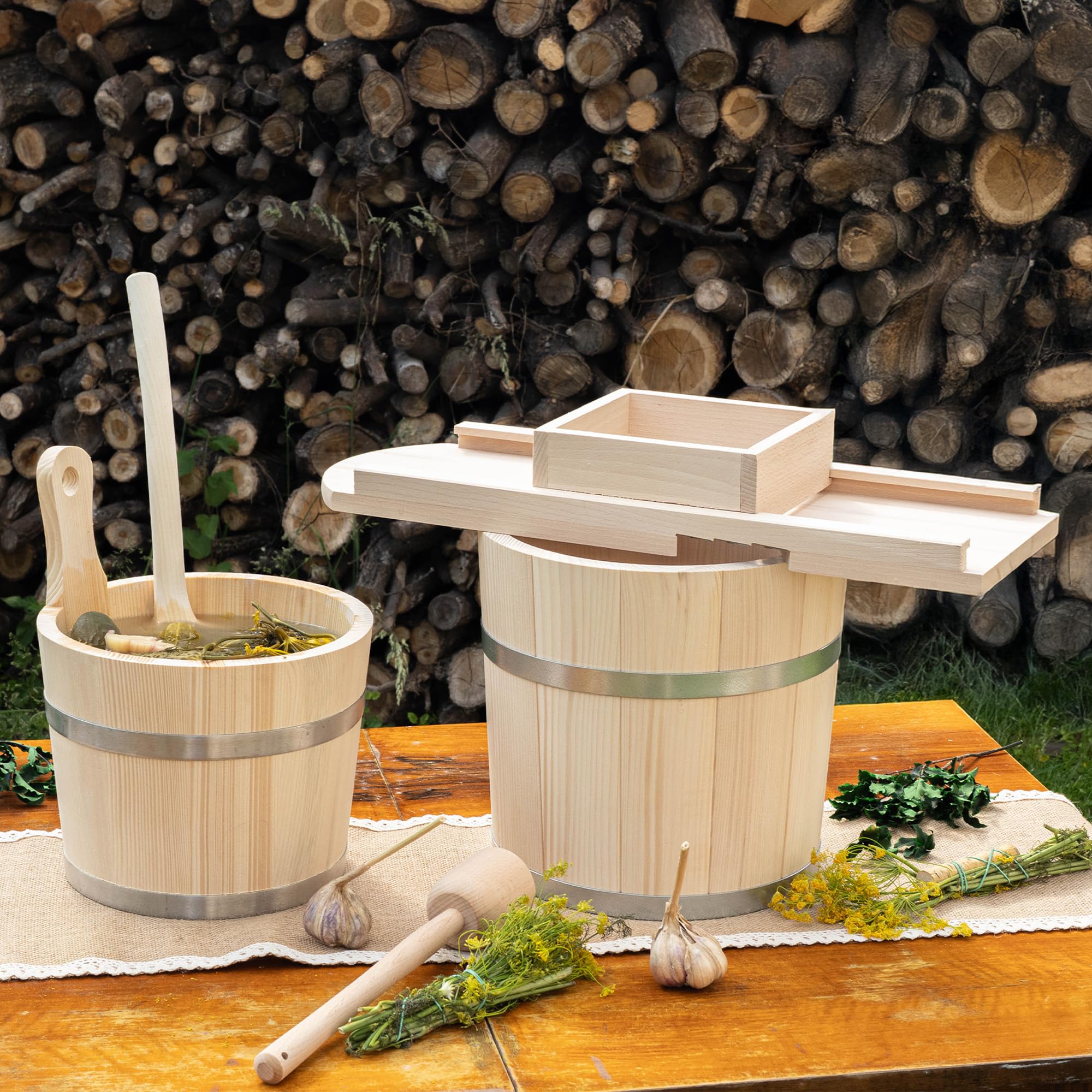 KADAX Cortador de repollo y verduras de madera de 56 x 19 cm, 3 cuchillas de acero inoxidable, corte rápido y uniforme, para crudos, encurtidos y ensaladas