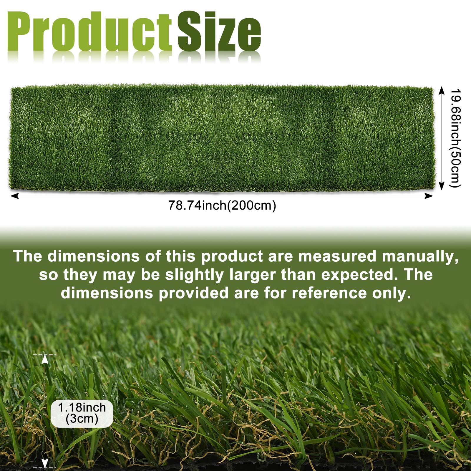 XhuangTech Erba artificiale, altezza 30 mm, ad alta densità, tappeto erboso sintetico per esterni, naturale e realistico, resistente ai raggi UV, per balcone e giardino interno ed esterno (L: 200 x 50