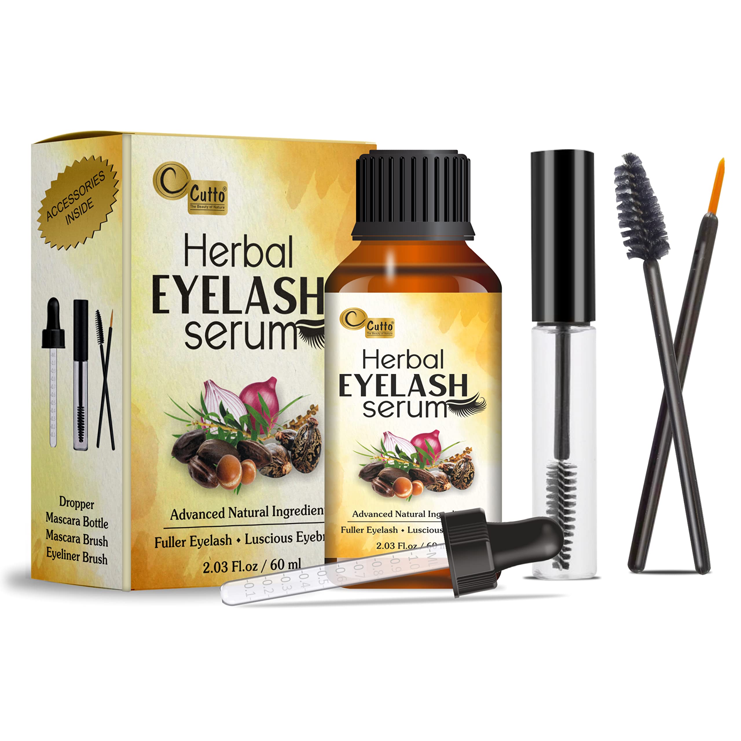 Natural Herbal Eyelash Serum - 2.03 fl.oz, for Thickens, Enhancer, strengthens, Boost Growth for your Eyelashes, Eyebrows & Hair