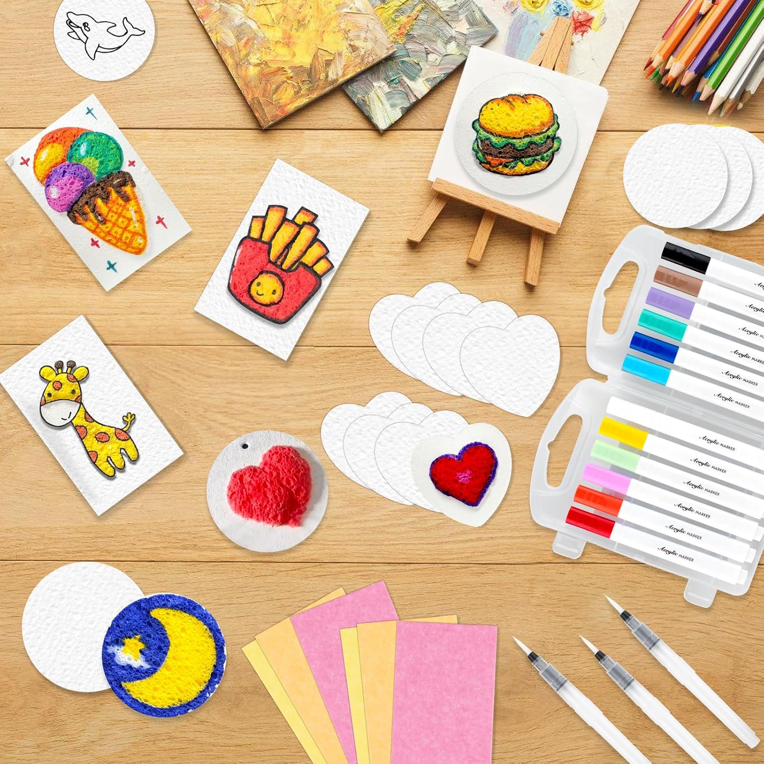 73PCS Magic Puffy Painting Kit, 3D Foam Texture Papers for Beginners
