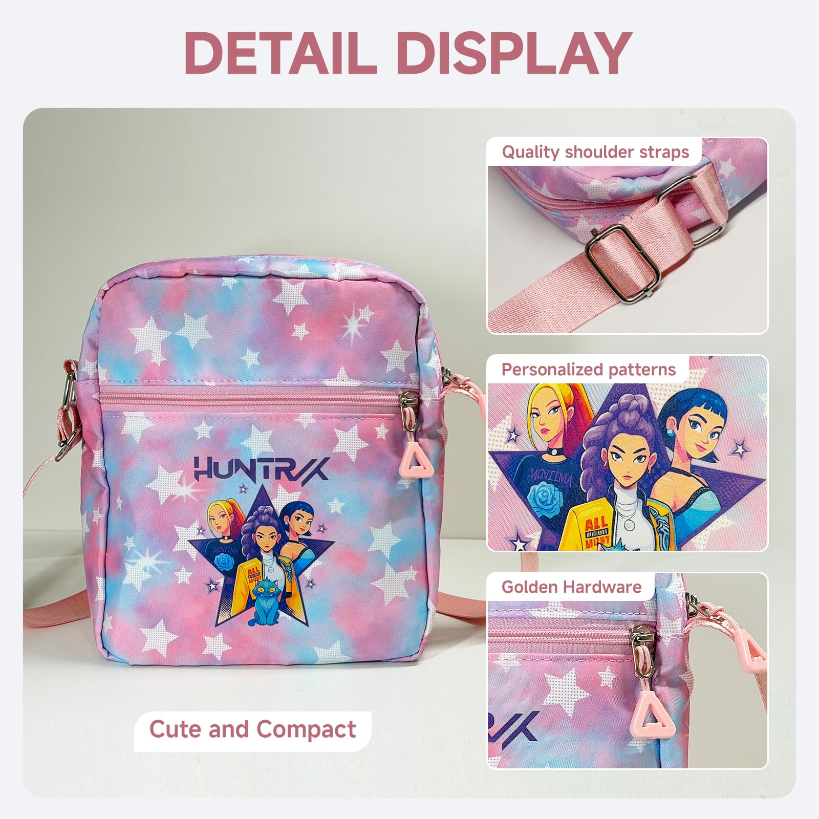 K-pop Crossbody Bag with Zipper, Cute Cartoon Shoulder Bag with Adjustable shoulder straps, Anime Merch for Womens Birthday Gifts — view 6