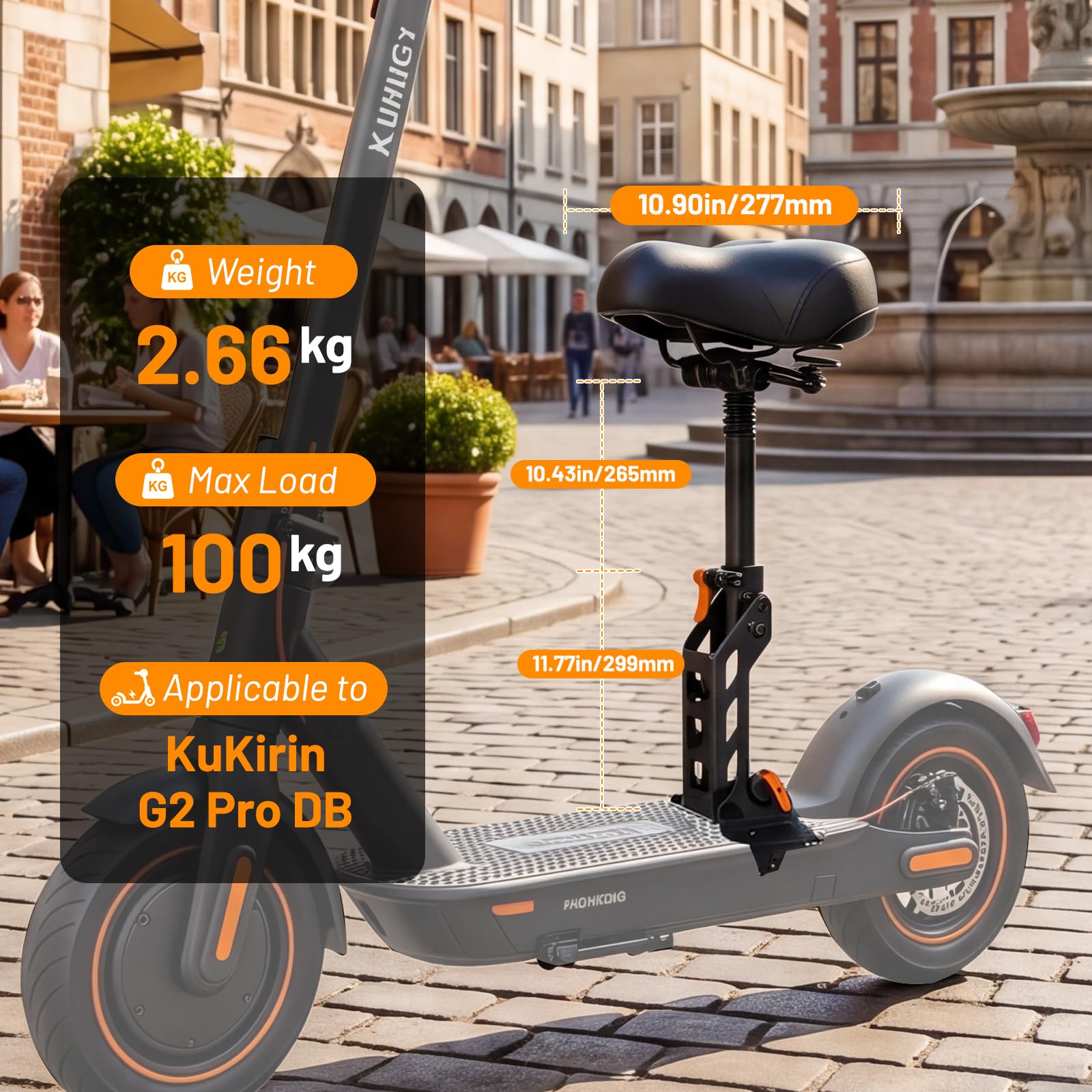 Siedzisko do skutera elektrycznego, siedzisko do skutera elektrycznego, do Kukirin G2 Pro DB, regulacja wysokości, składane, amortyzujące wstrząsy, oddychające, wysokiej klasy siodełko, zdejmowane