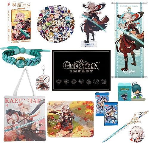 LimuToy Genshin Impact Box - Incluye caja ciega de figura de impacto Genshin, bolsa de lona, bandera, figura de soporte, alfombrilla de mouse,
