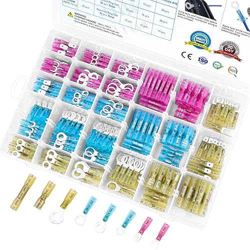 TICONN 400 piezas de conectores de cables con funda termorretráctil, kit de terminales eléctricos impermeables para uso automotriz y marino, surtido
