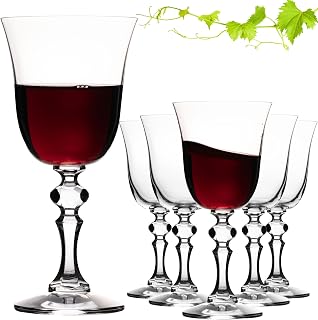 IMPERIAL Stylish Red Wine Glasses 220ml Series "Vintage" Set of 6 Pieces Crystalline Glass Wine Glasses, Dishwasher Safe