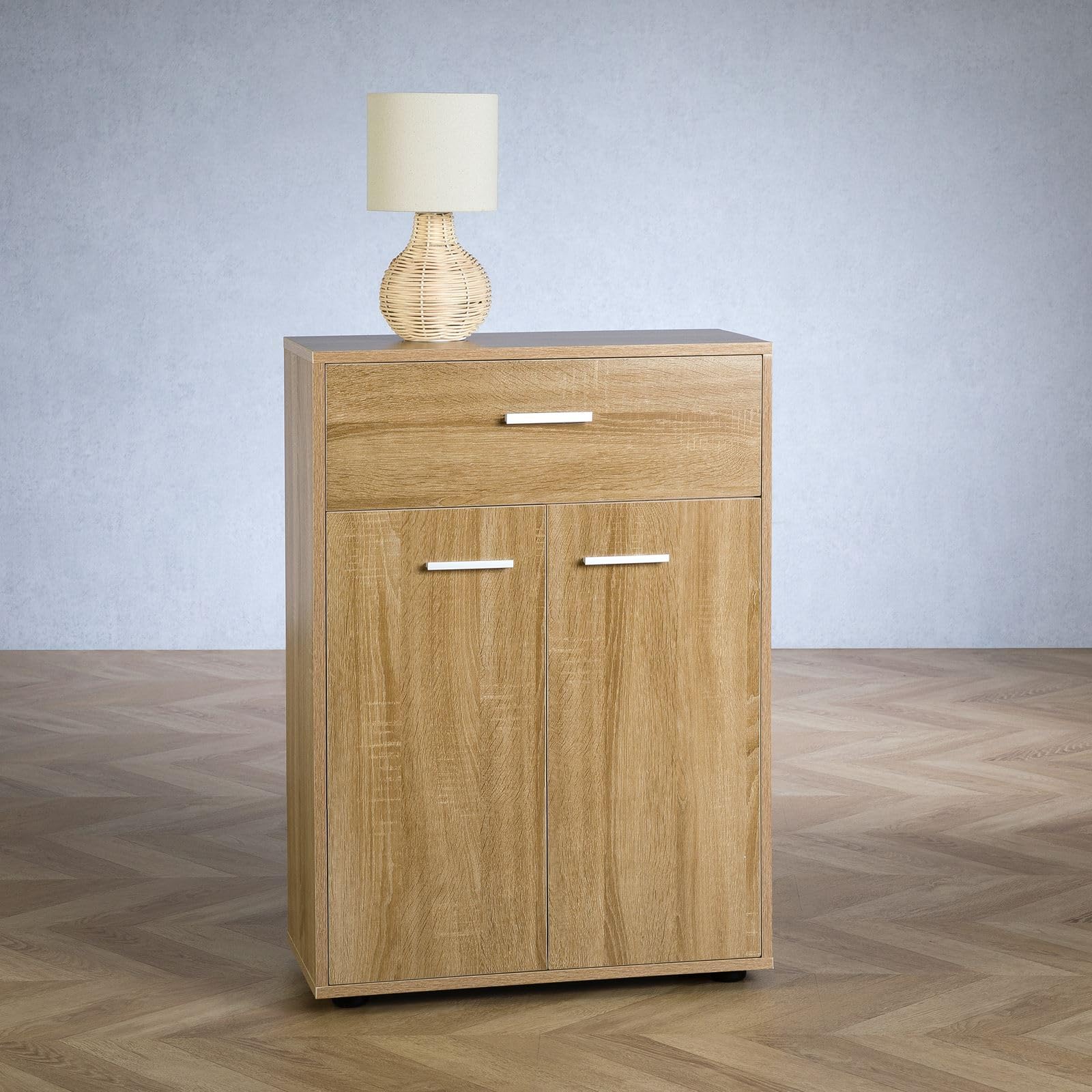 CARO-Möbel Kommode Sideboard Schrank Tommy in Sonoma Eiche, Anrichte Highboard mit Schublade und 2 Türen