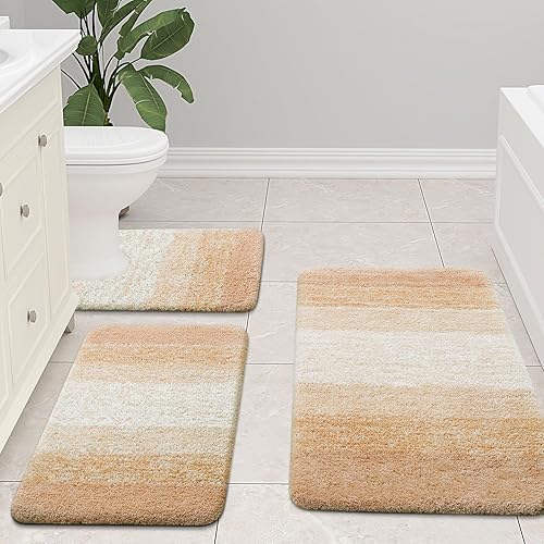 Miniatura 8 de Arotive - Tapetes de baño de microfibra, peludos, suaves, absorbentes, antideslizantes, gruesos, afelpados, se pueden lavar a máquina y secar en