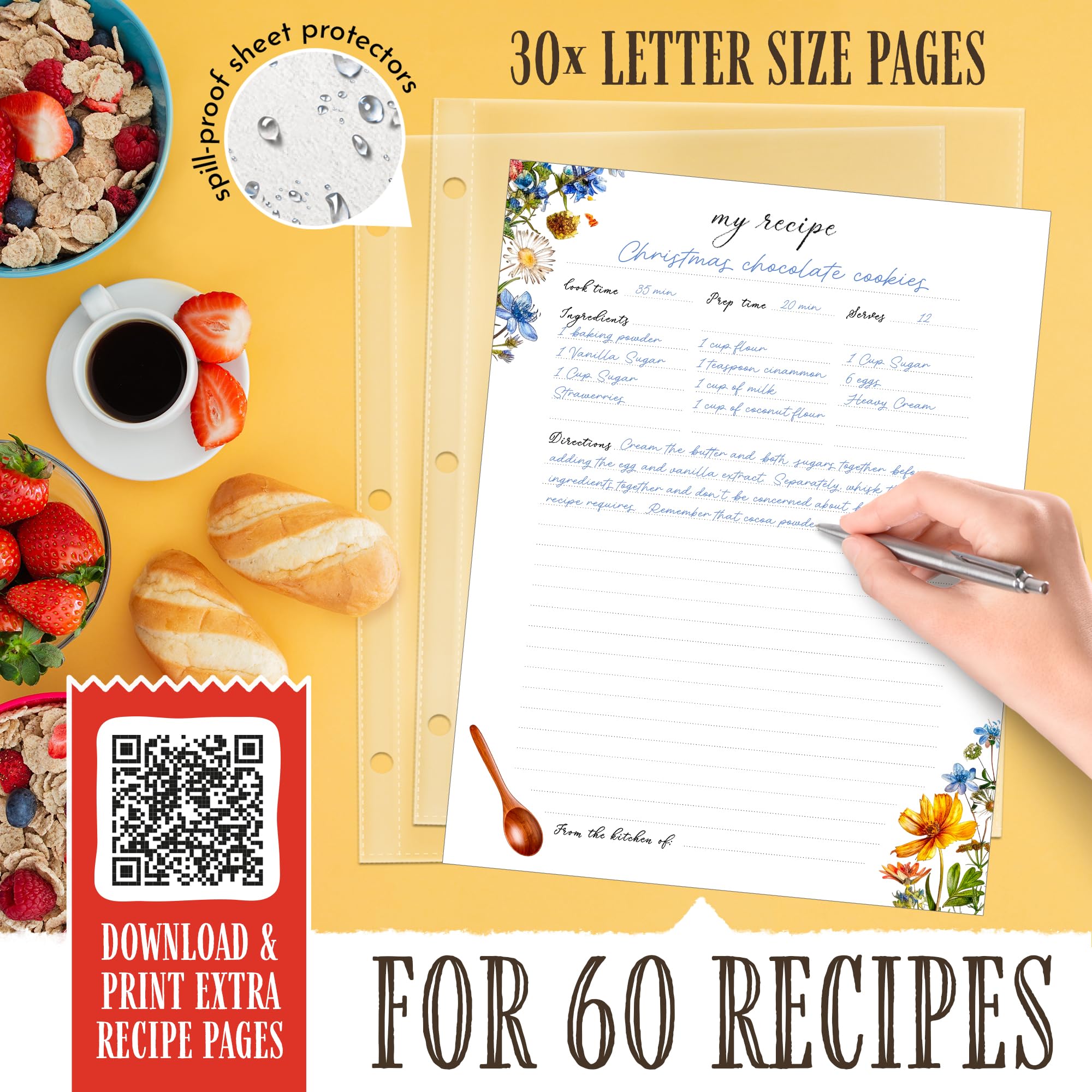 Libro di ricette per tutte le stagioni, ricettario incluso con raccoglitore per ricette, ricettario di qualità da scrivere nelle proprie ricette, pratico raccoglitore per ricette con
