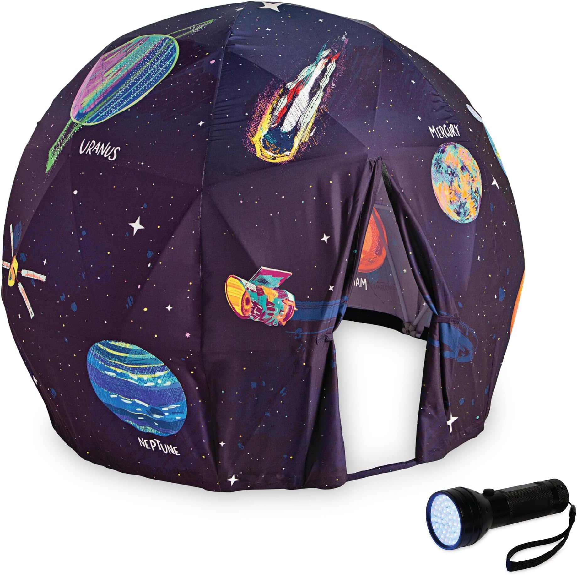 MindWare Oh So Fun! Deluxe Glow-in-The-Dark Space Fort – Glow Fort for Kids & Teens Ages 3 & Up