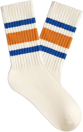 American Trends Womens Novelty Striped Crew Socks Athletic Vintage Slouch Mid Calf Tube Socks