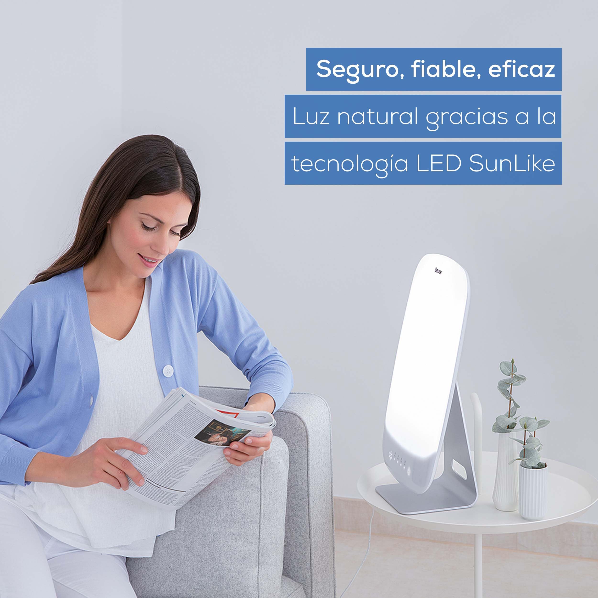Beurer TL 95 Lámpara de luz diurna, simulación de luz diurna, 14000 lux, dispositivo médico, lámpara de luz diurna para síntomas de falta de luz, tecnología LED SunLike®, con regulador de intensidad