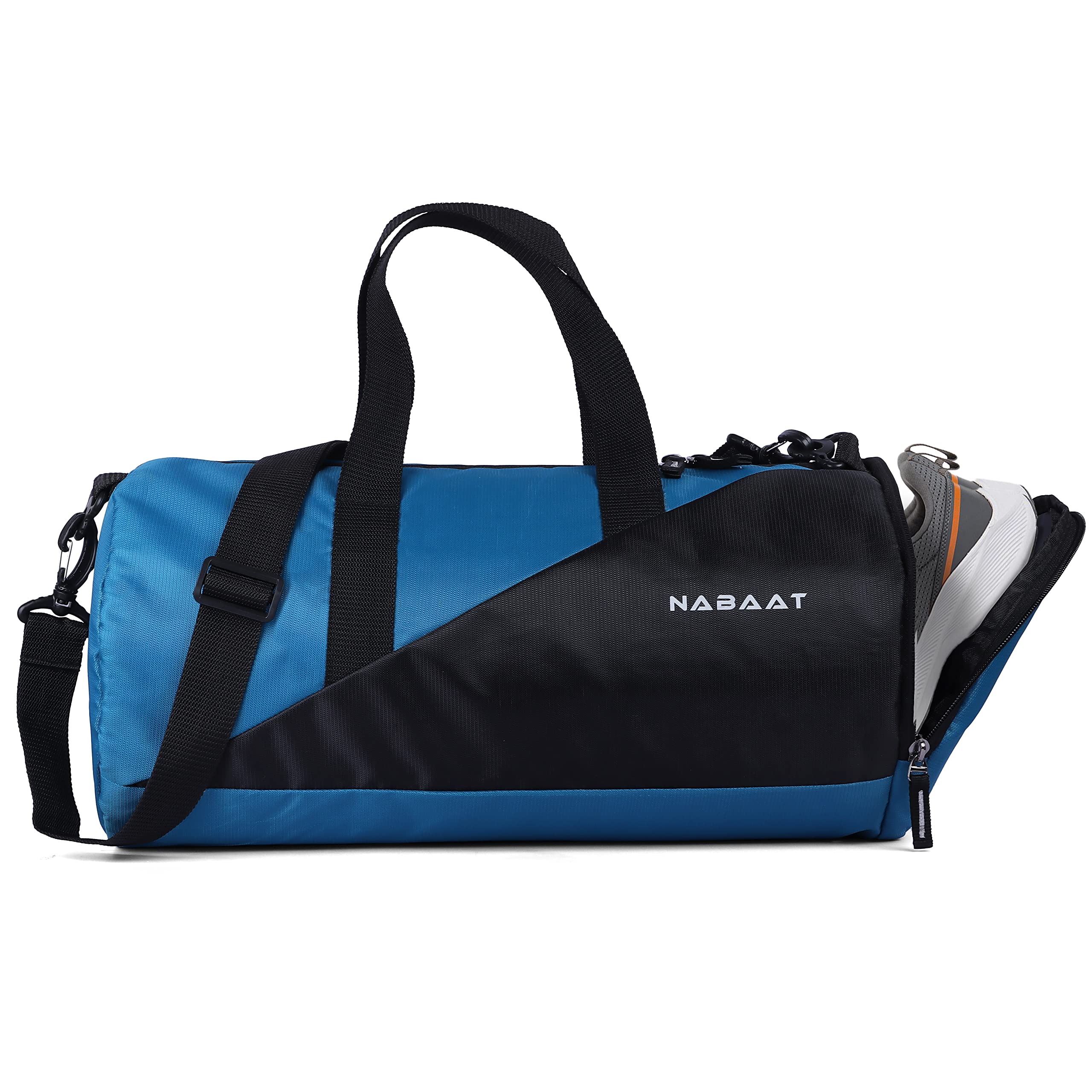 NABAAT Polyester Duffle/Shoulder/Gym Bags for Men and Women Sports Side Bag for Travel, Water Resistant with Shoe Compartment (Blue_Black, GMB-BLBK-1)-image-27