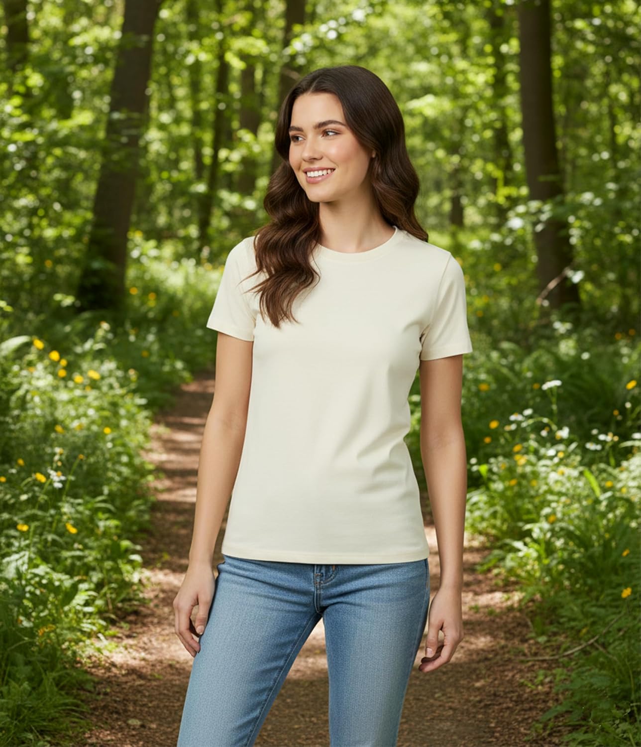 Women's 100% Cotton Crew Neck T-Shirt – Classic Fit, Soft & Breathable Short Sleeve Tee Casual Trendy Summer Top|Pack of 1 - Image 3