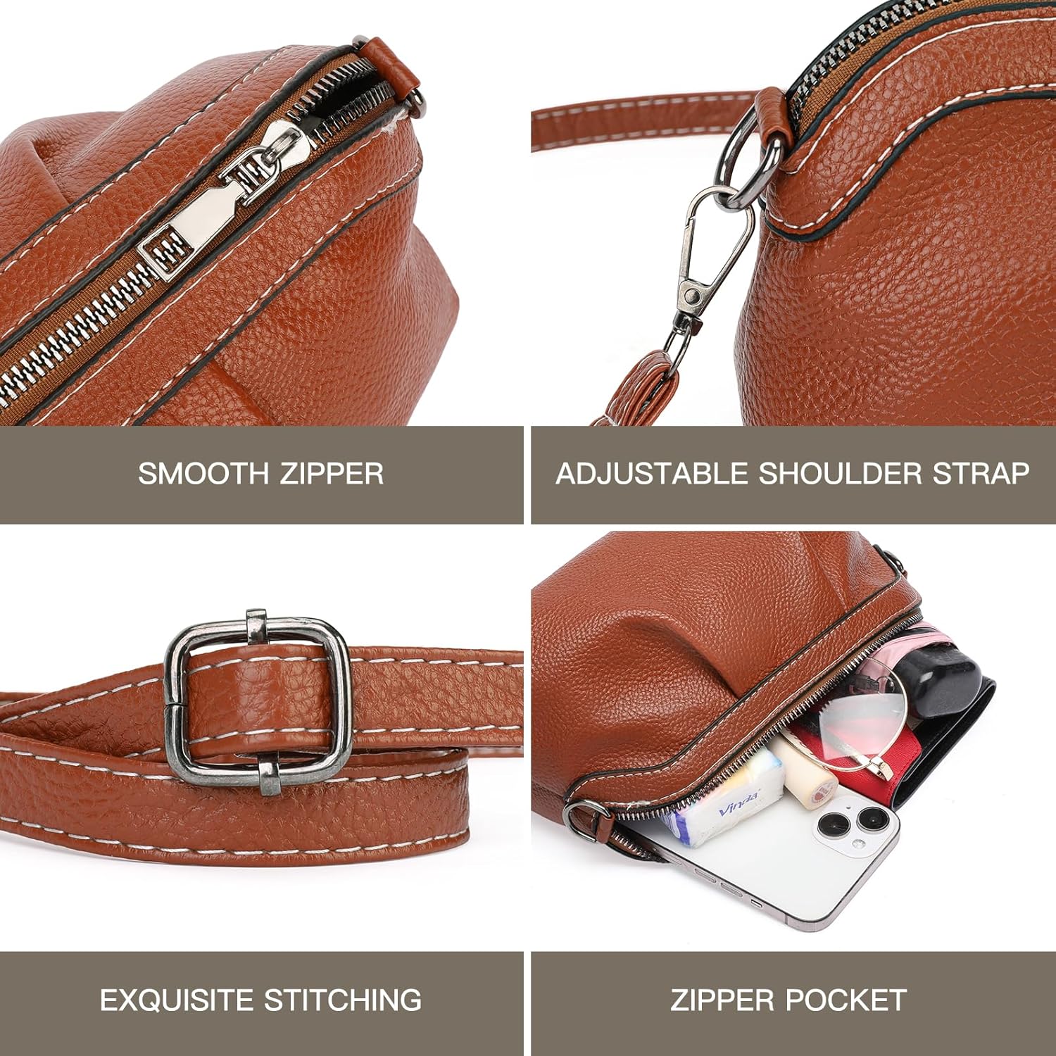 GOIACII Crossbody Bags for Women Small Purses Shoulder Bag with Wide Strap Leather - Image 5