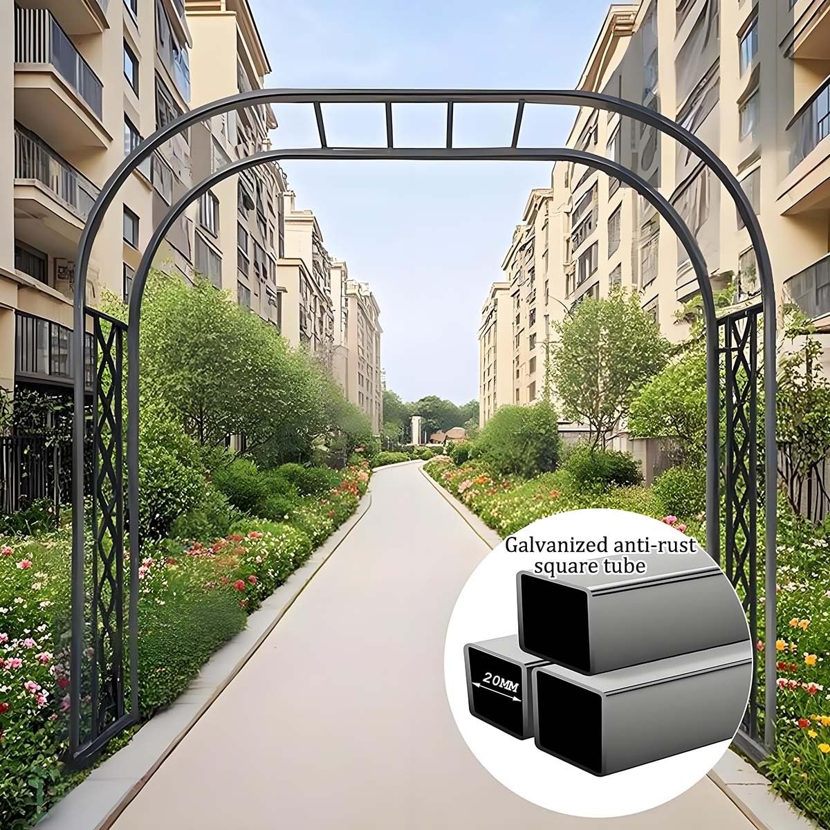 Pergola in Metallo, Arco da Giardino - Supporto per Sfondo Matrimonio, Supporto per Piante rampicanti per UVA e Rose, Arco di Palloncini con Base Stabile, Verde 180 cm/70,8 Pollici