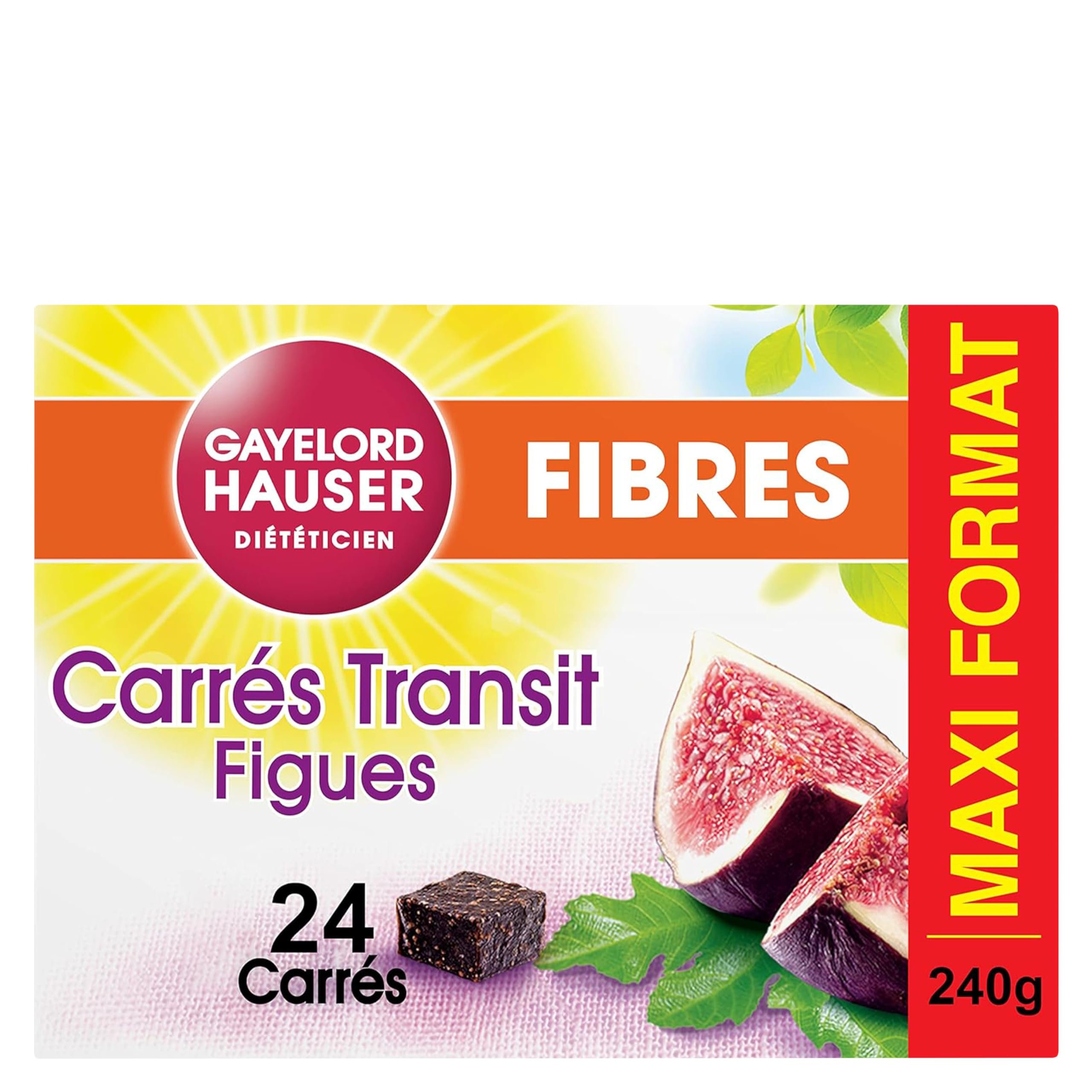 GAYELORD HAUSER - Carrés Transit Figues et Fibres - Spécial Transit - Source de Fibres - Maxi Format - 24 Carrés - Paquet 240 g