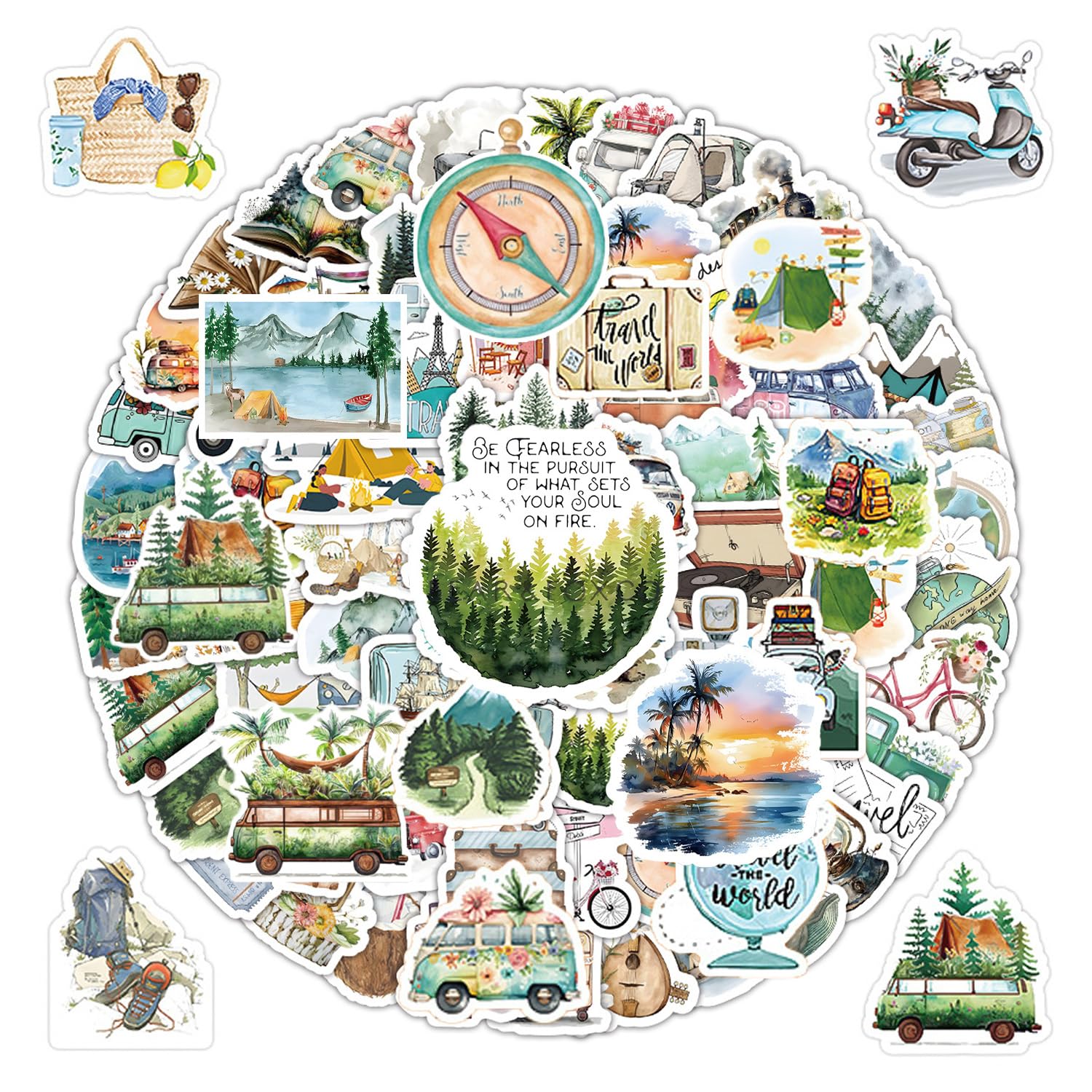 Ysdyy Mixed Color 200 Outdoor Travel Stickers, Creative Cartoon Stickers, Diy Notebook Box Packaging Decorative Stickers, Scrapbook Stickers, Funny Stickers Decorations