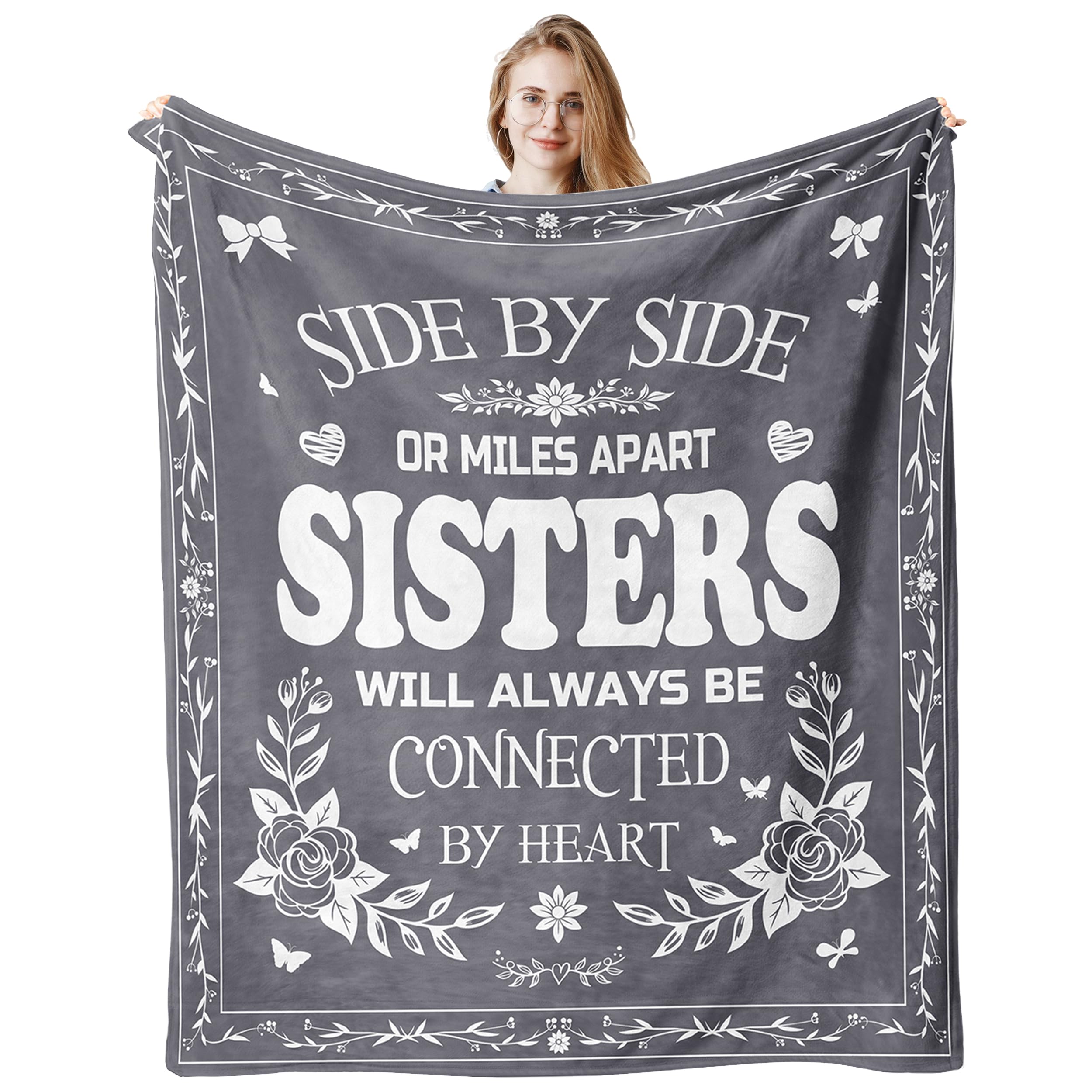 Taigzier Sisters Gifts from Sister, Sister Birthday Gifts Blanket 60"x50", Big Sisters Gift for Girls Women, Sister's Gift Ideas for Mother's Day Graduation Christmas, to My Sister's Blanket