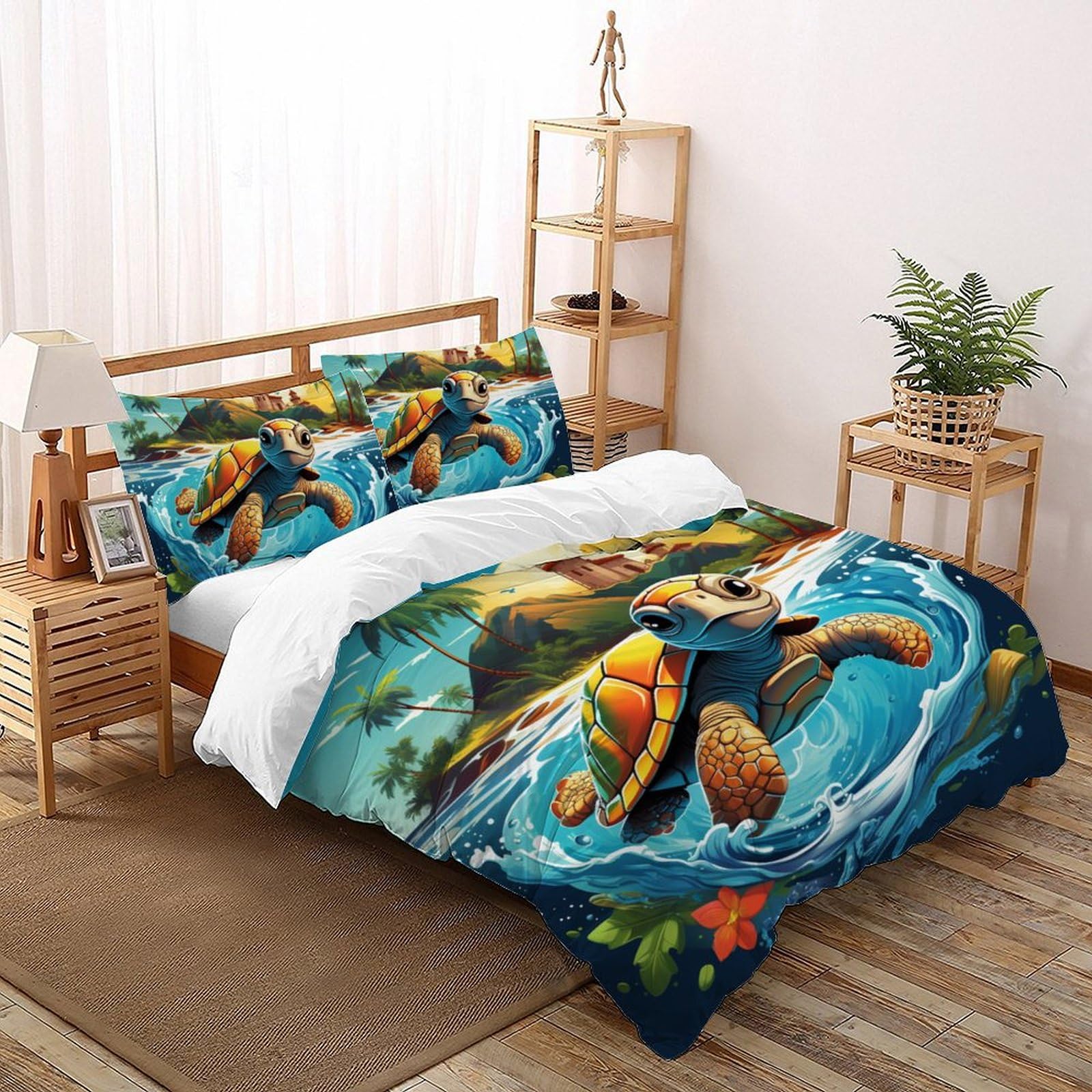 Housse de couette tortue 200x200 anti-décoloration pour en finir avec le linge de lit terne
