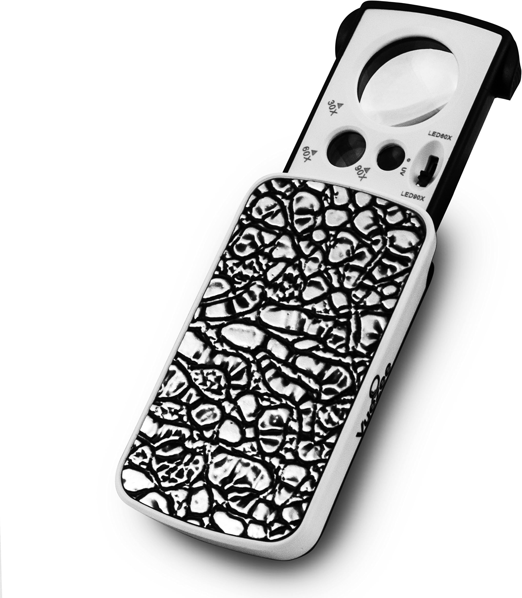 LED Lighted Slide Out Pocket Magnifying Glass 10X 20X 30X Small Portable Loupe Magnifier UV Black Light Jewelry Diamonds Gems Coins Stamps Rocks