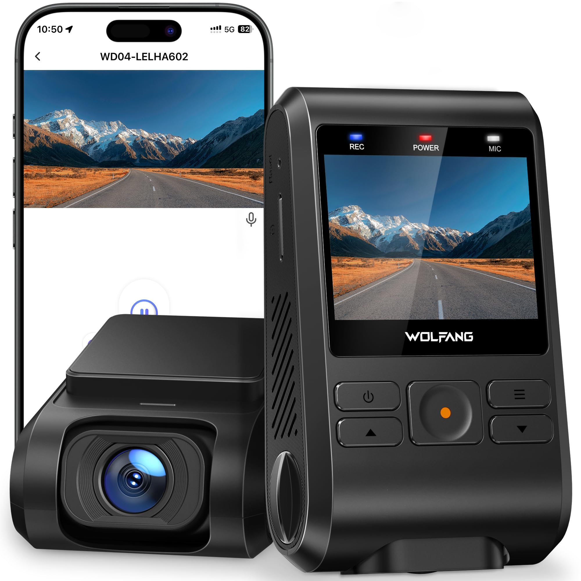 WOLFANG Cámara de Coche 2.5K FHD, Dashcam de Doble Lente para Coches de 170º Gran Angular Monitor de Aparcamiento 24H con Grabación en Bucle y Sensor G
