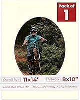 Vista 161 de Tapete de 11 x 14 pulgadas, corte biselado para fotos de 8 x 10 pulgadas, diseño de ante beige precortado, apertura de tablero ovalado, sin ácidos