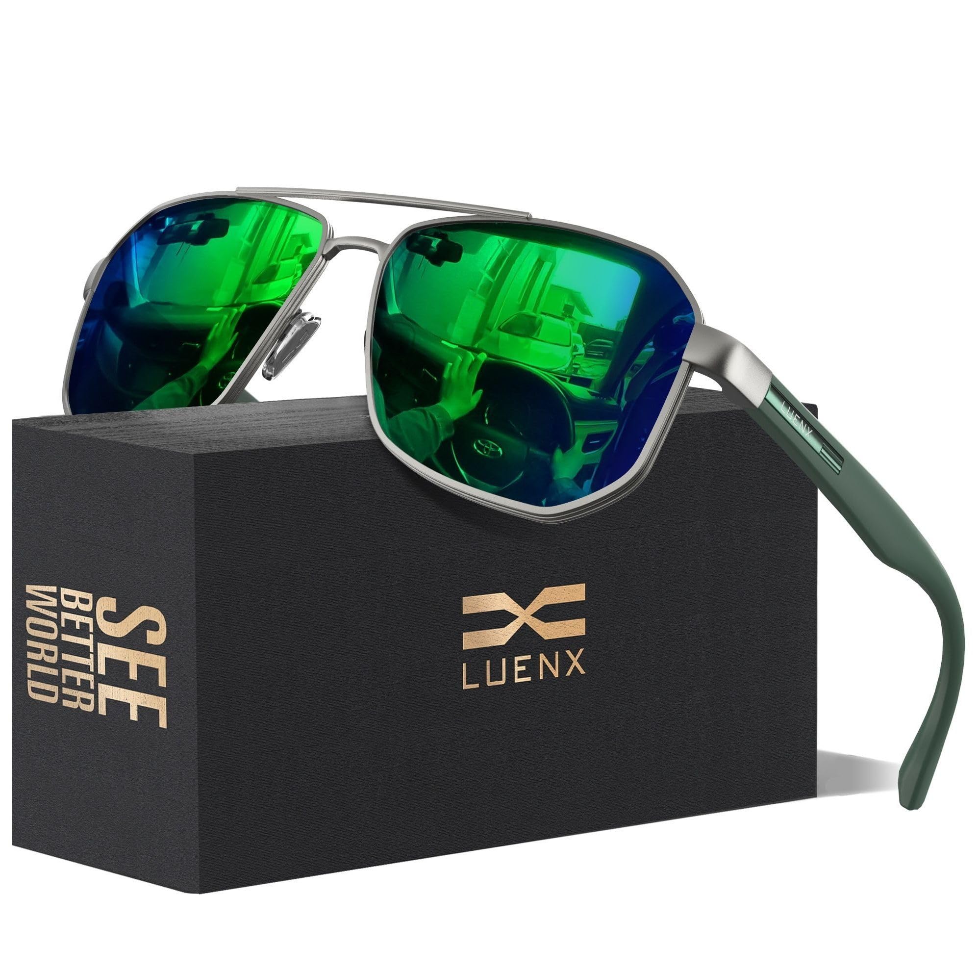 Aviator Polarized Sunglasses for Men: Square UV400 Driving
