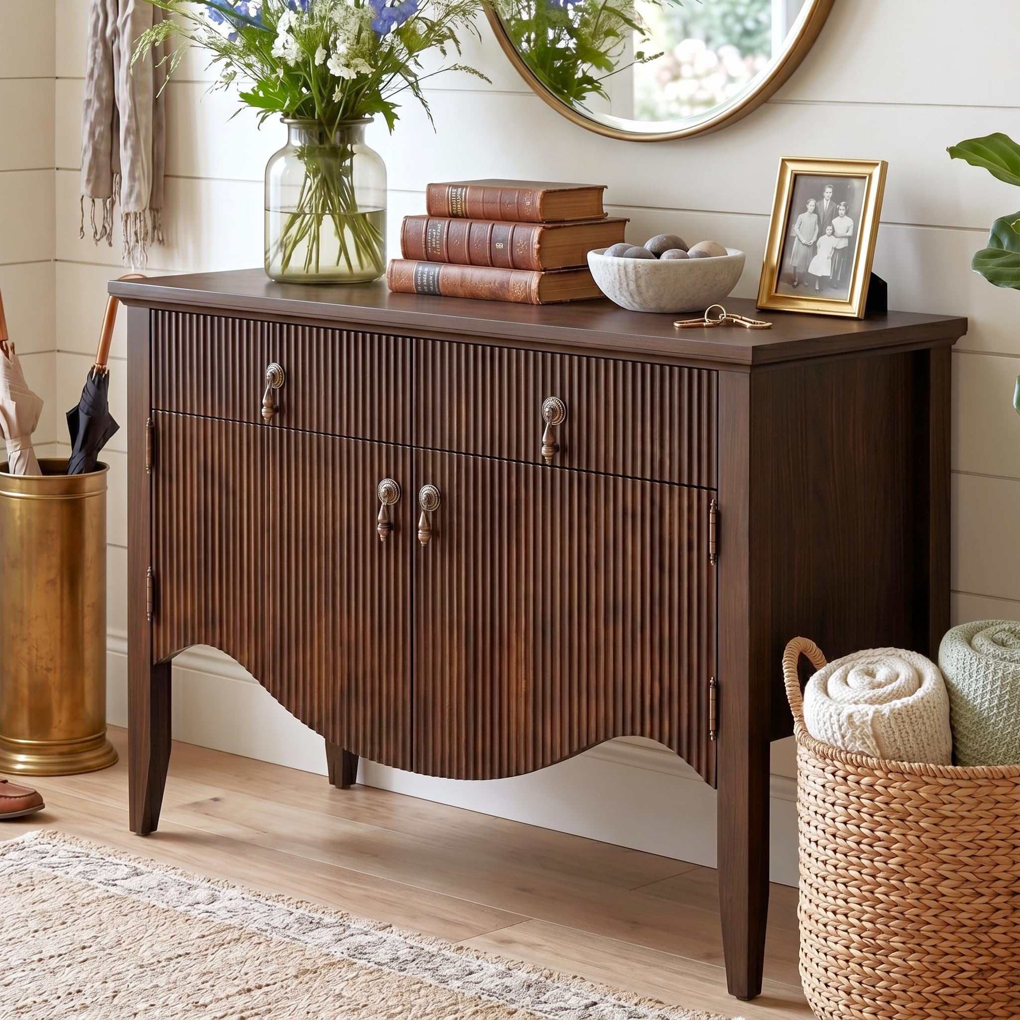FUSUNBAO Fluted Buffet Cabinet