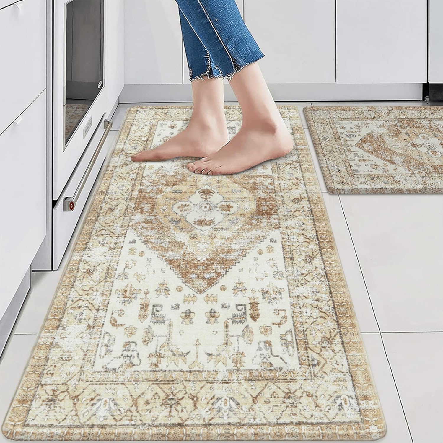 KIMODE Farmhouse Kitchen Mats,Anti Fatigue Kitchen Rugs