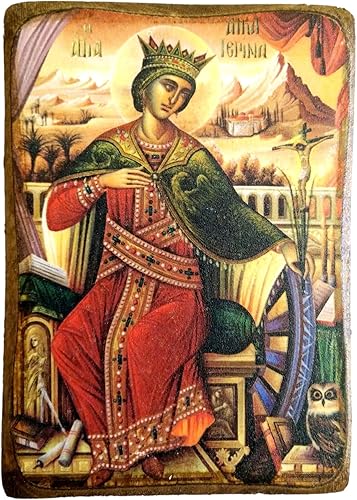 Icono de madera griego cristiano ortodoxo madera de santa catalina / A0