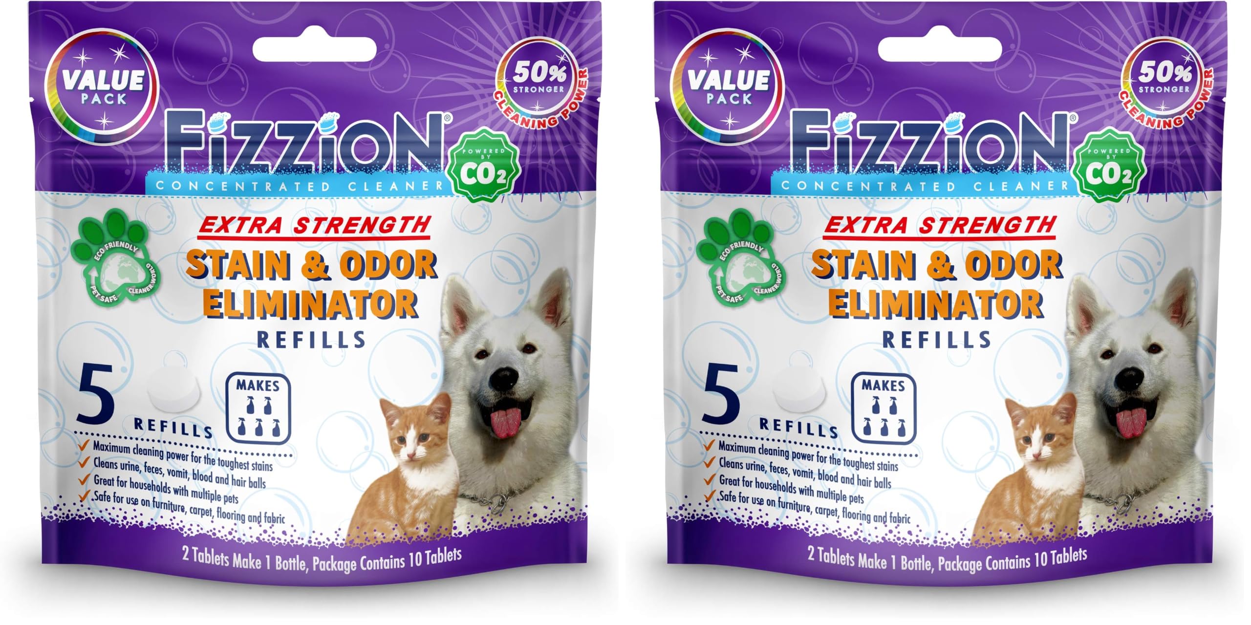 Fizzion Pet Stain and Odor Extra Strength Eliminator (10 Tablets) 2 Pack