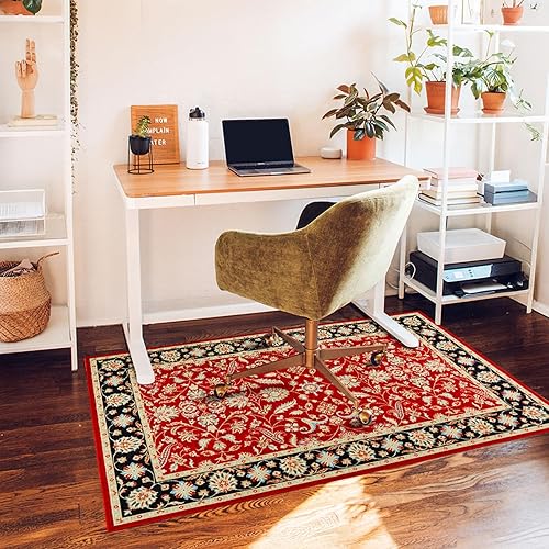 Miniatura 2 de Tapete para silla de oficina, 36 x 48 pulgadas, tapete para silla de flores rojas, antideslizante debajo del escritorio, alfombra para suelo de