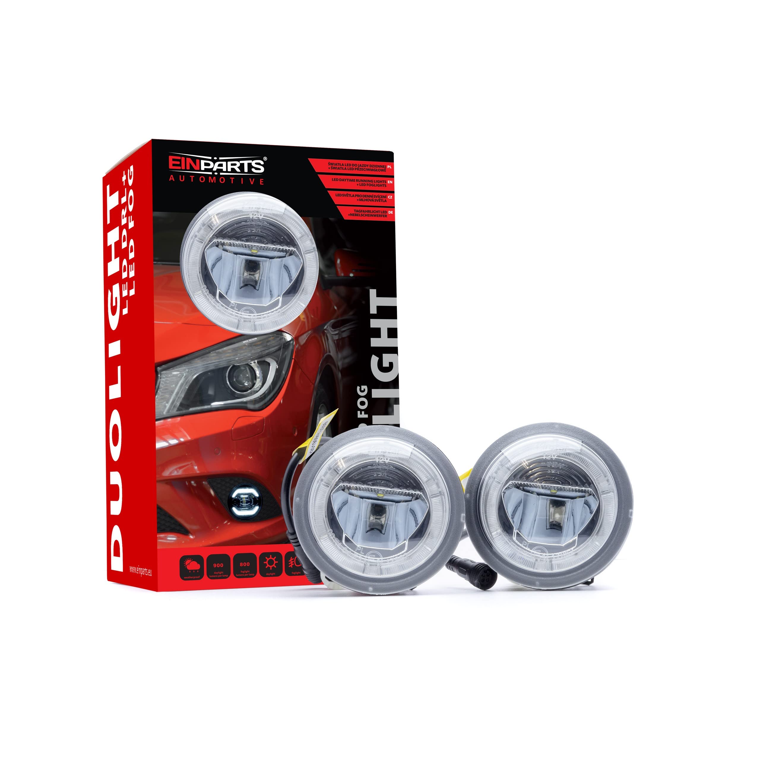 EinParts 2 en 1 Luz de circulación diurna del coche LED con certificado E4 R87, Luz Antiniebla Delantera Para Chevrolet Avalanche, Suburban, Tahoe, Ford Escape, Mustang GT500, GMC, Pontiac G6, G8
