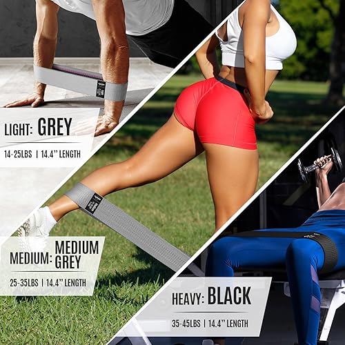 Miniatura 7 de WALITO Resistance Bands for Legs and Butt Fabric Exercise Loop Bands Yoga Pilates Rehab Fitness and Home Workout Strength Bands for Booty