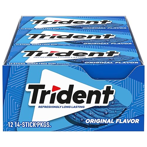 12 paquetes de 14 unidades cada uno es decir en total son 168 unidades de goma de mascar Trident Original Flavor sin azúcar sabor original