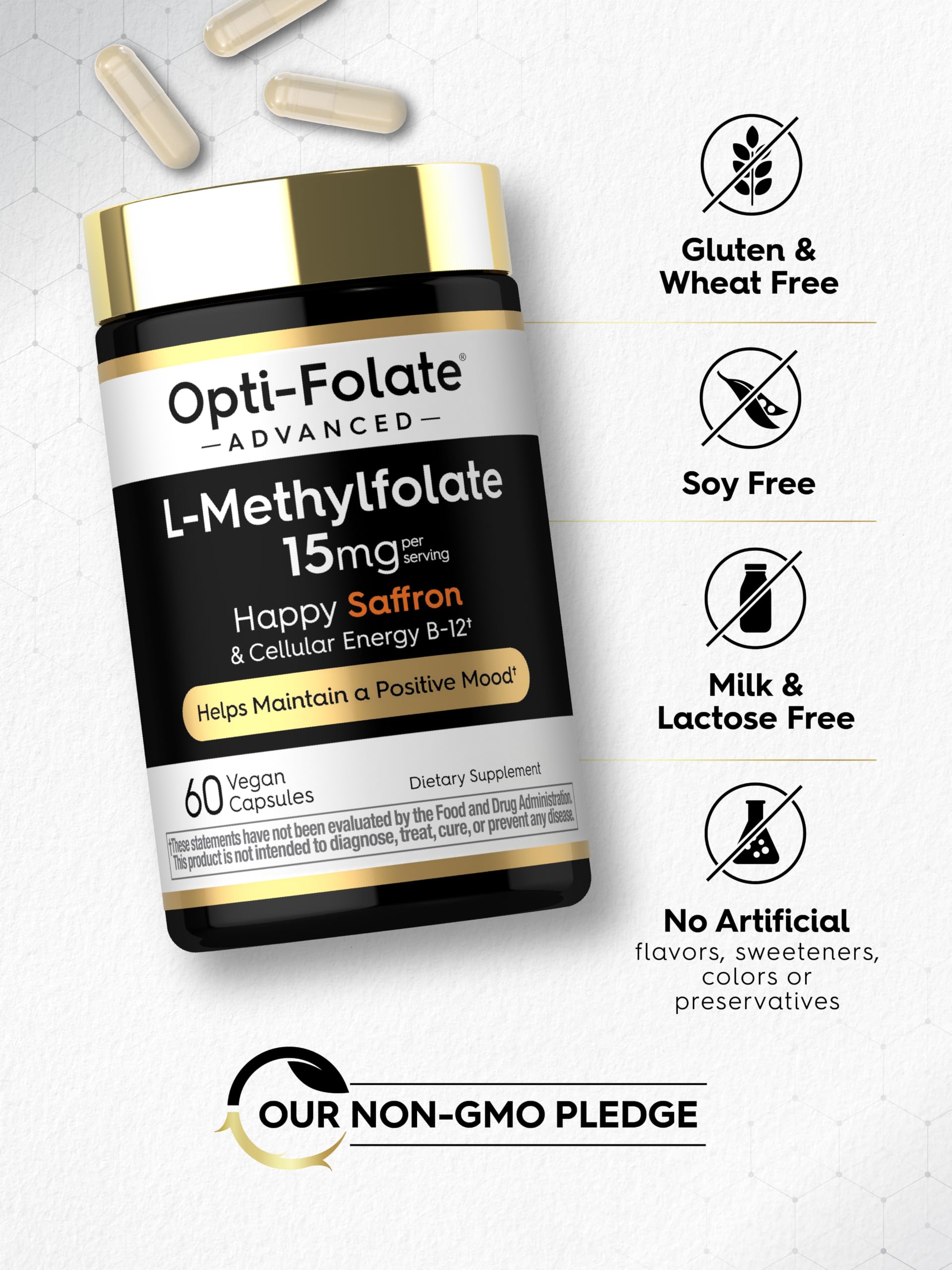 Carlyle L Methylfolate 15mg | 60 Capsules | with Methyl B12 & Saffron — Amazon image 5