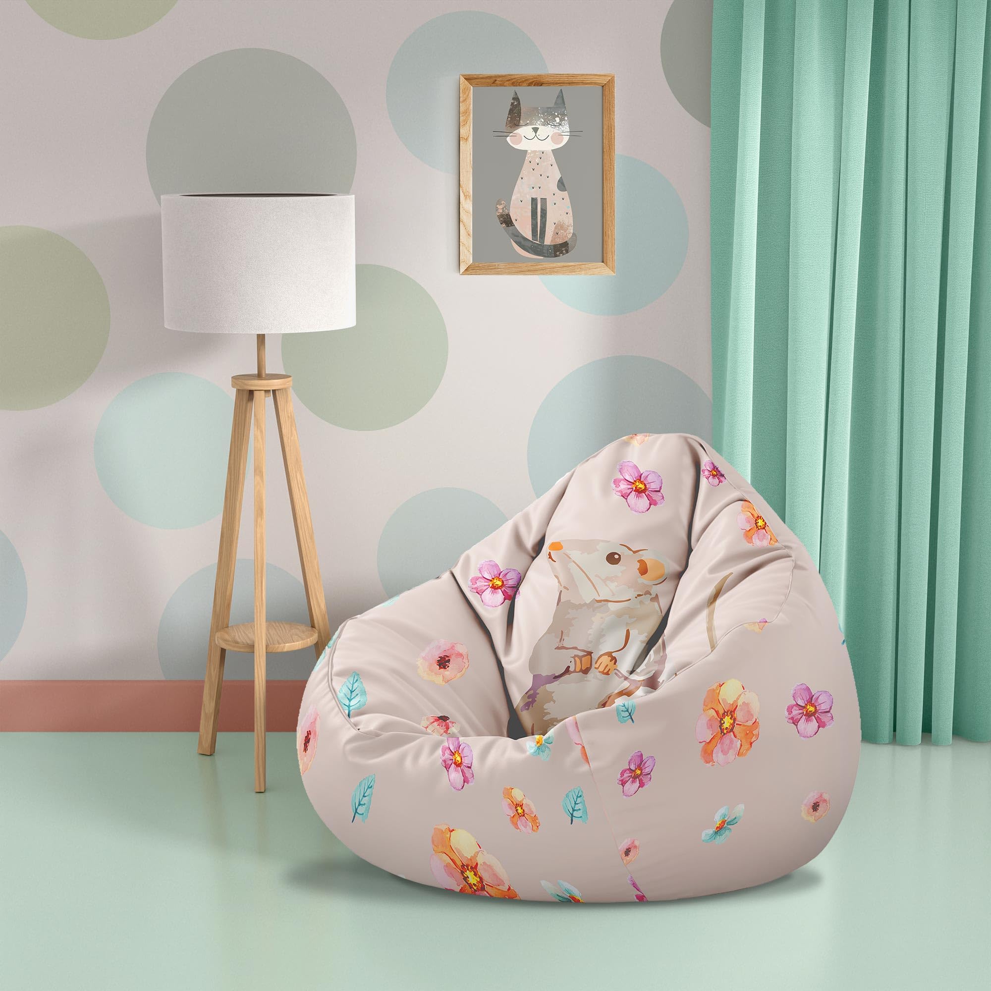 DreamRoots Sitzsack Kinder mit füllung - Sitzkissen Kinder Boden - Kinderzimmer Möbel - Sitzsäcke fürs kinderzimmer - Bean Bag M Gray Mouse