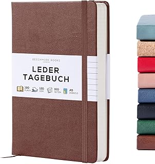 Beechmore Books Notizbuch liniert - A5, Braun I Premium Hardcover Journal Buch aus veganem Leder, 120gsm creme Papier, inkl Geschenkbox, für Schriftsteller, Journalisten, Meetings & Studenten