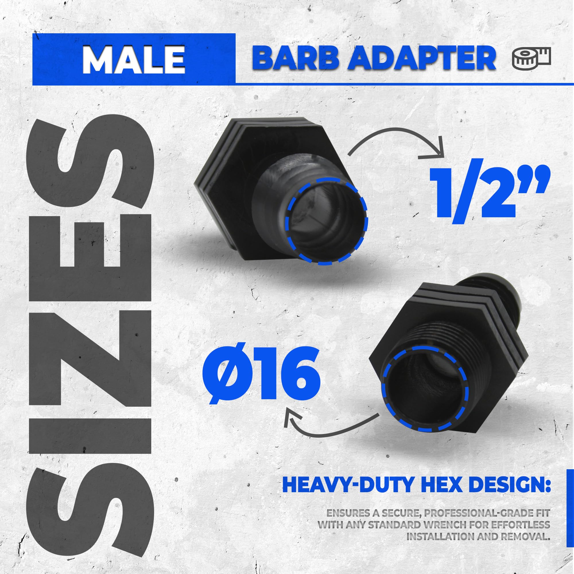 DOJA Barcelona Złącze męskie szczelinowe - 16 x 1/2" - zestaw 10 - adapter węża do nawadniania, bezpieczny, złączka węża, łatwa instalacja, złącze węża nawadniającego, akwarium