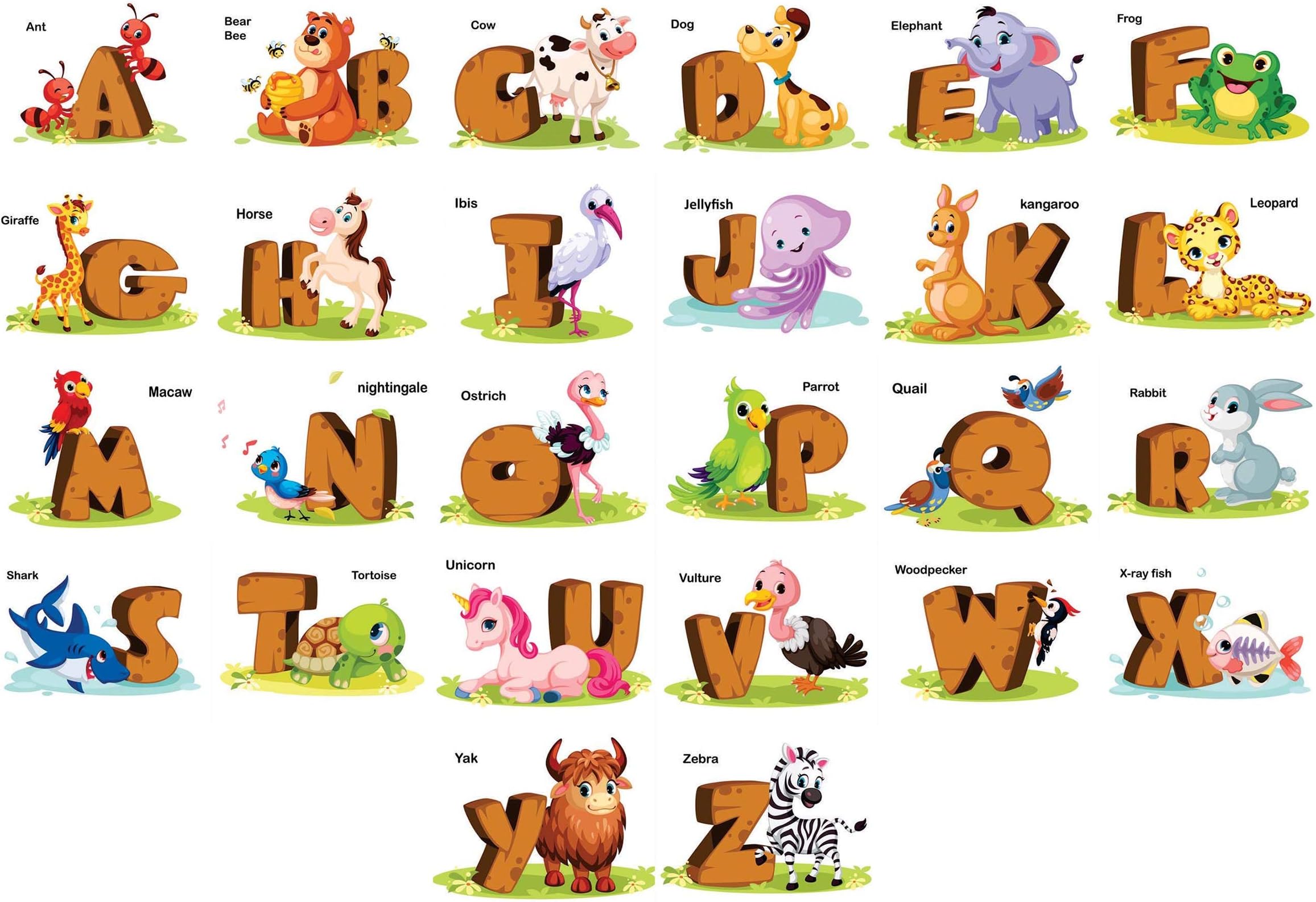 AH Decals Kids Room Wall Sticker Alphabet PVC Vinyl Wall Sticker for Kids Room Play School (Design 7)