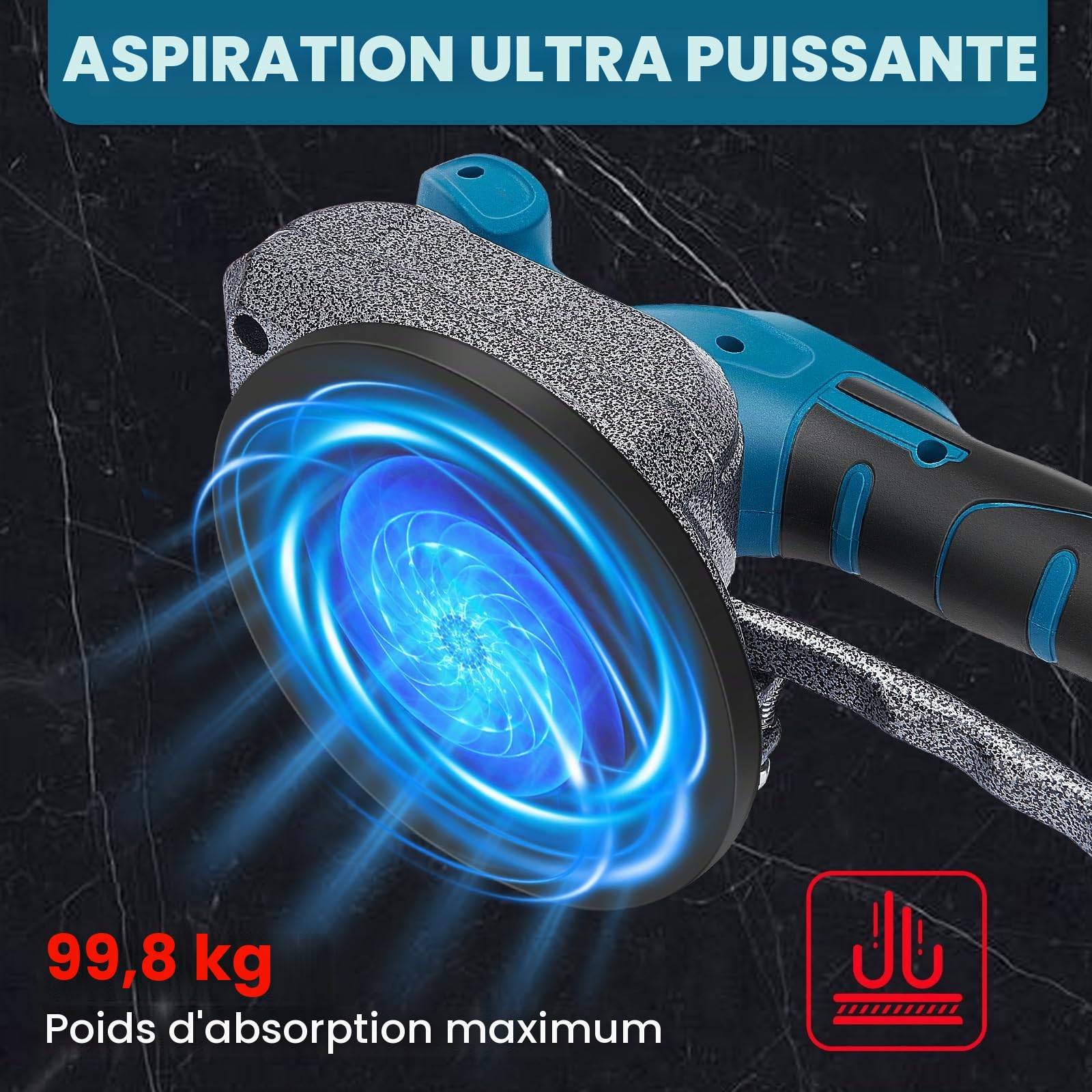 Vibreur Carrelage Ventouse Carrelage Sans Fil, Compatible Avec Batterie Paddock 18v, 12000 Tr/Min, Aspiration 100kg, Pour Carreaux De 0,2-1,2m, Vitesse Réglable En 5 Vitesses (Sans Batterie)