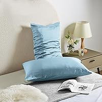 Vista 2 de Funda de almohada de seda para cabello y piel, de seda de morera, suave, transpirable, lisa de ambos lados, de seda natural, con cremallera, 1 Azul