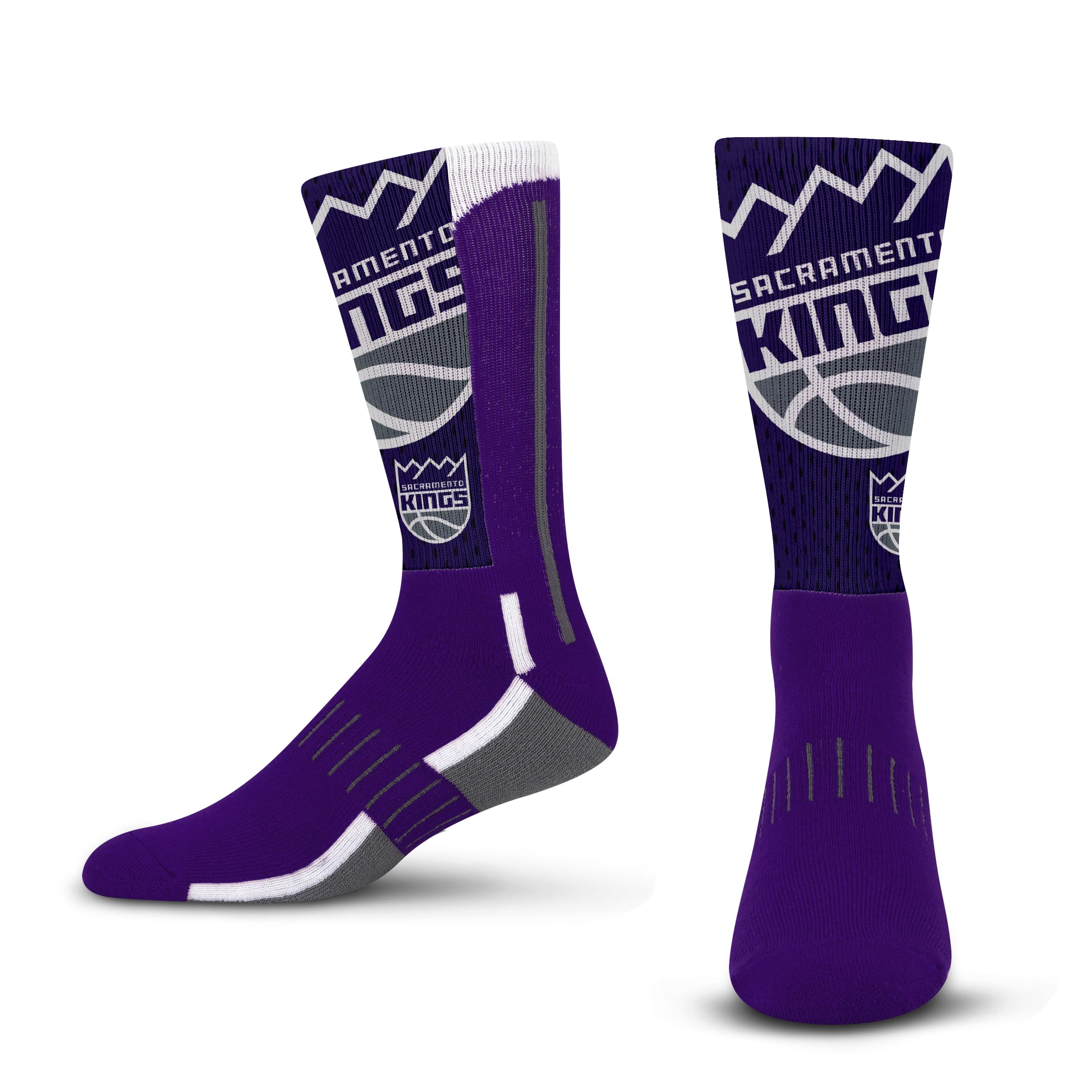 For Bare Feet Men's NBA Logo Zoom Mesh Secondary Color Crew Sock, Team, L