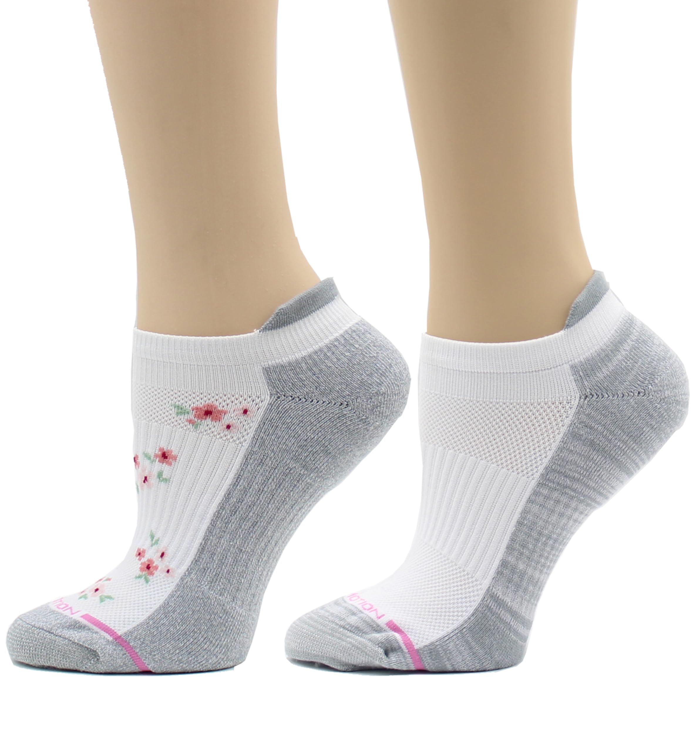 Dr. Motion Womens Ankle Socks 2 Pack, Low Cut Cushioned Compression Running Socks for Women, Arch Support, Seamless Toe
