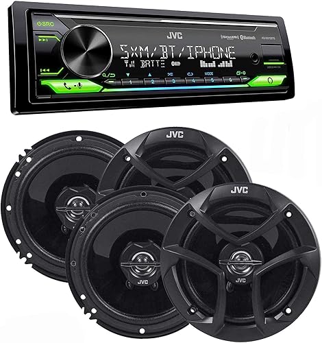 JVC KD-X370BTS Receptor de medios digitales con BT, USB, SiriusXM Ready, Amazon Alexa + dos pares de altavoces JVC de 6.5"