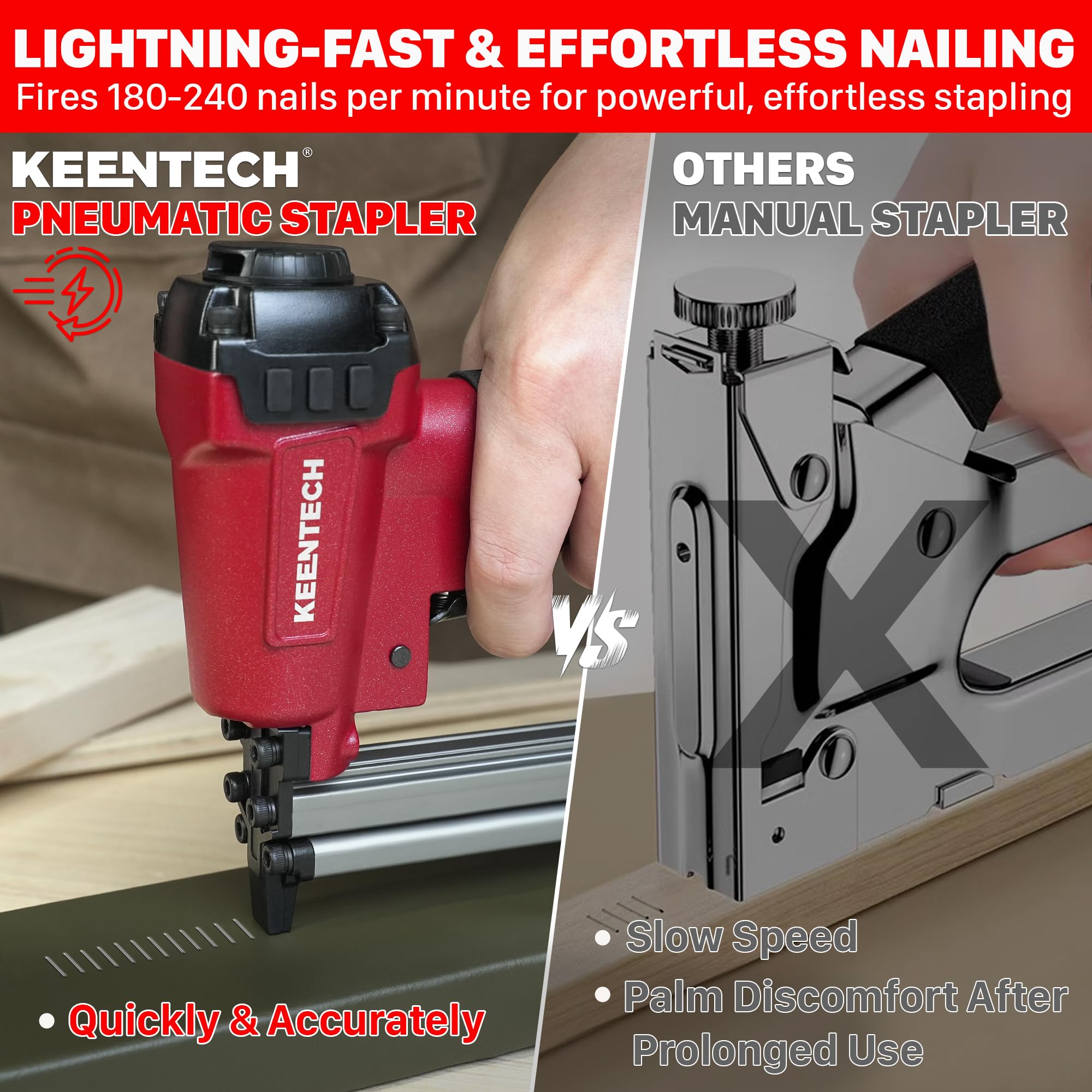 KEENTECH Pneumatic Staple Gun - 3765 Staples -3 KEENTECH Pneumatic Staple Gun - 3765 Staples -3
