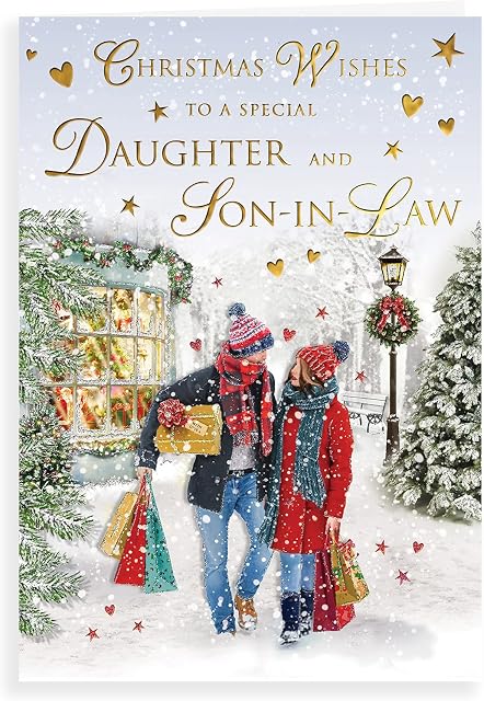 Traditional Christmas Card Daughter & Son in Law - 9 x 6 inches - Regal Publishing Multicoloured C85386