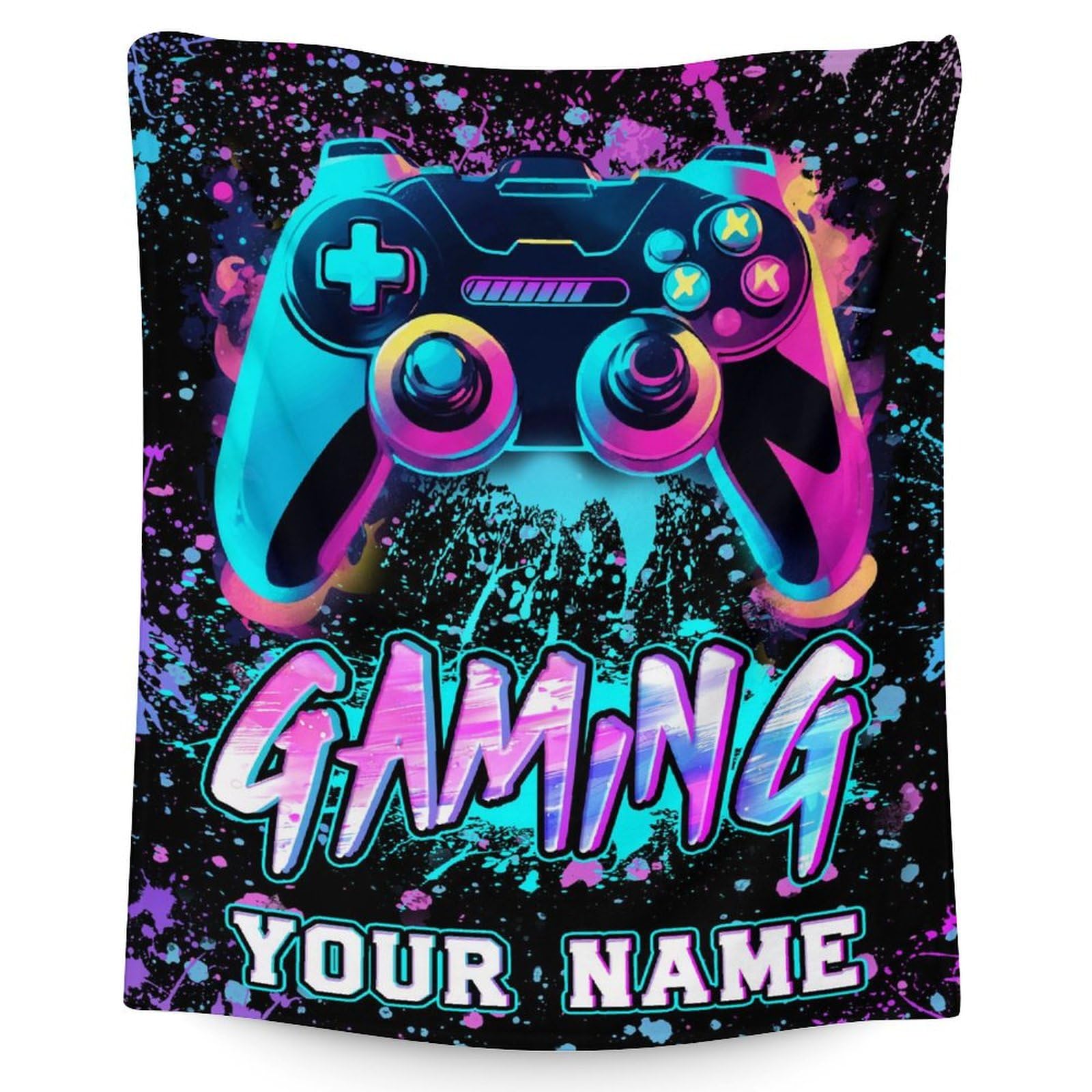 Customized Gaming Blanket - 50 x 60 Inches Soft Fuzzy Plush Throw Blanket for Game Lovers - Black Fashion Gamer Accessories Throw Blanket for Sofa,