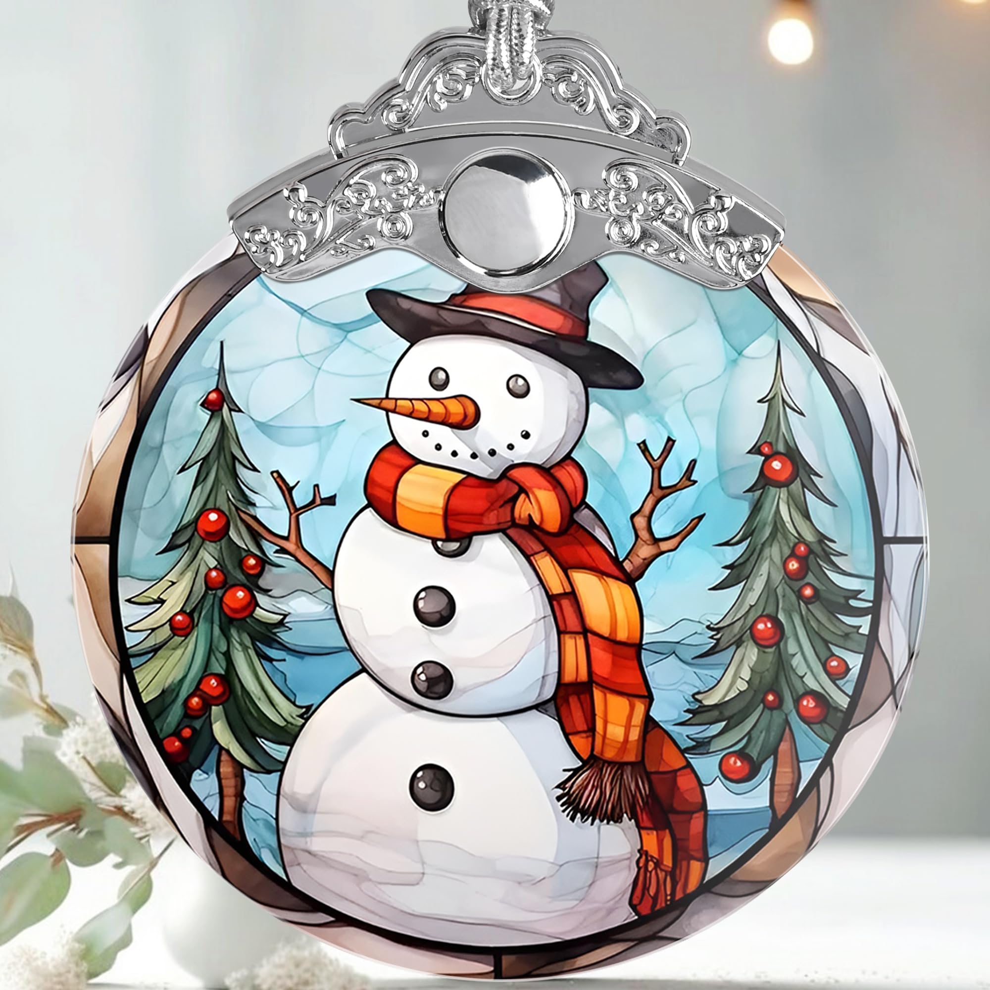 Sponsored Ad - Snowman Christmas Ornament, Jocidea Stained Glass Ornaments for Christmas Tree, Christmas Tree Decorations, Snowman Lovers Gifts, Holiday Decor and Xmas Gifts Ideas